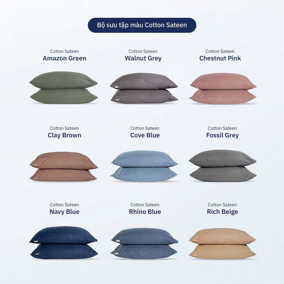 Combo 2 Gối Mây + Bộ Vỏ Gối Cotton Sateen