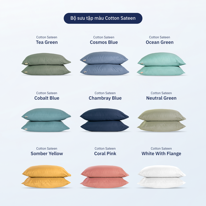 Bộ Vỏ Gối Cotton Sateen