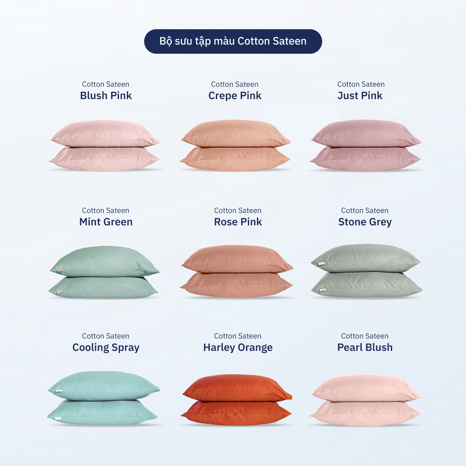 Bộ Vỏ Gối Cotton Sateen