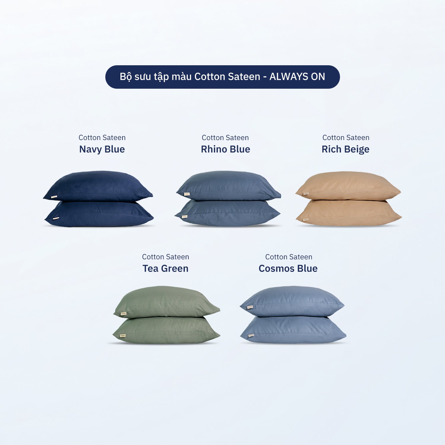 Bộ Vỏ Gối Cotton Sateen