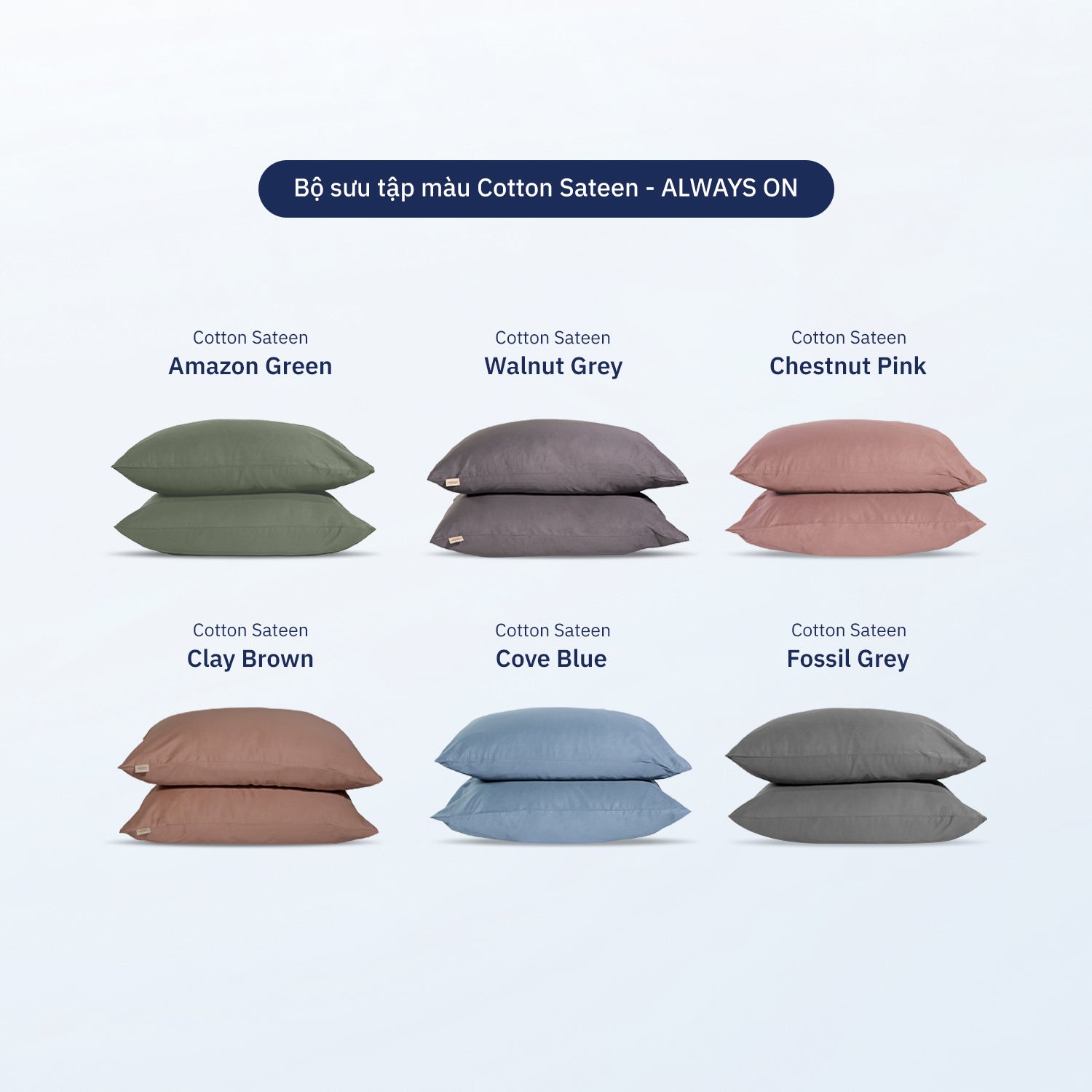 Bộ Vỏ Gối Cotton Sateen