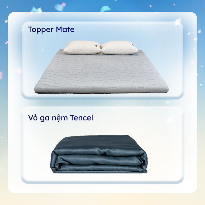 Combo Topper Mate + Vỏ Ga Tencel