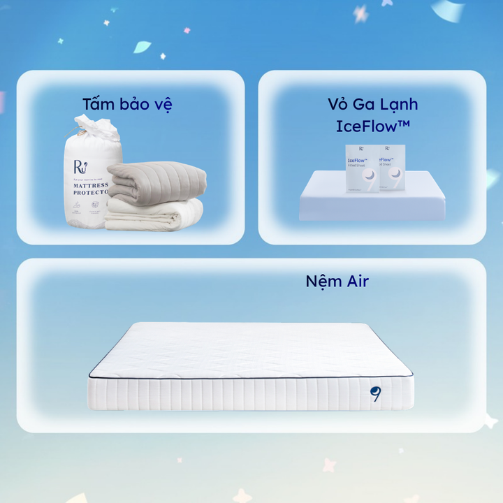 Combo Nệm Air + Tấm Bảo Vệ + Vỏ Ga IceFlow