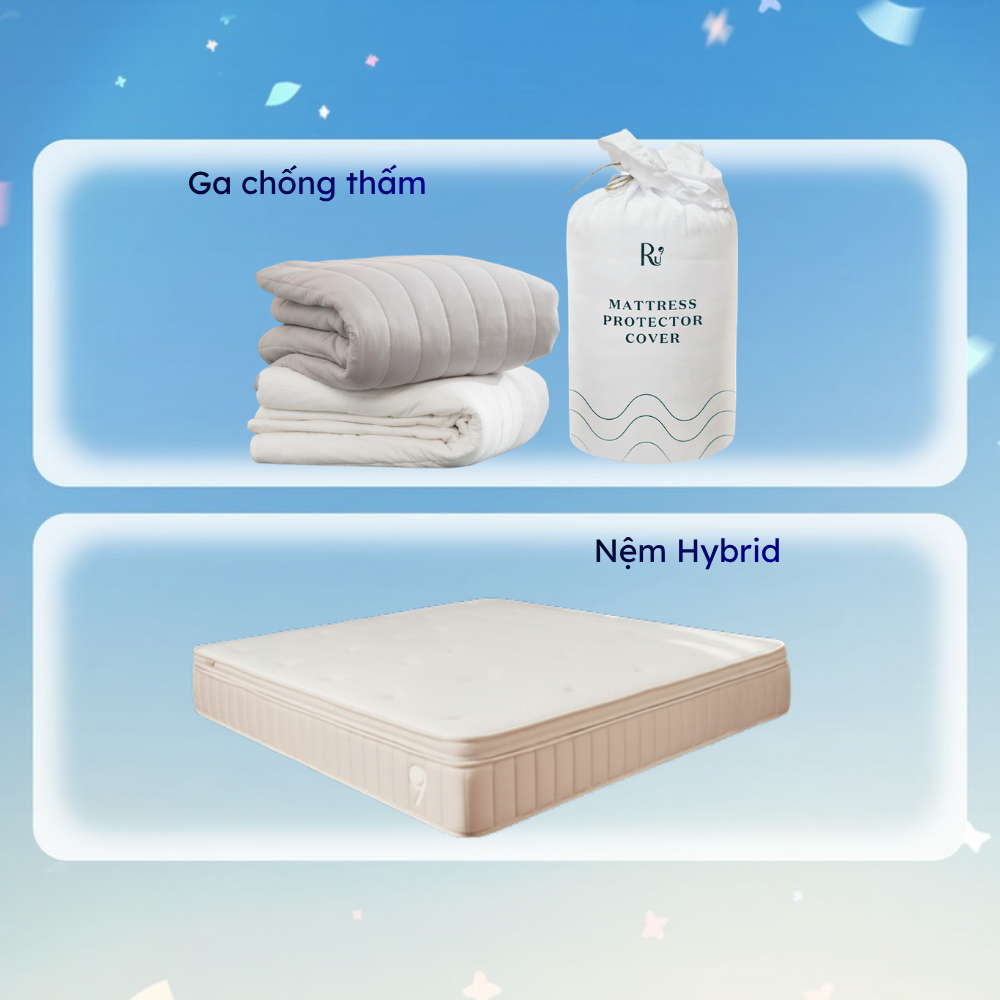 Combo Nệm Hybrid + Ga Chống Thấm