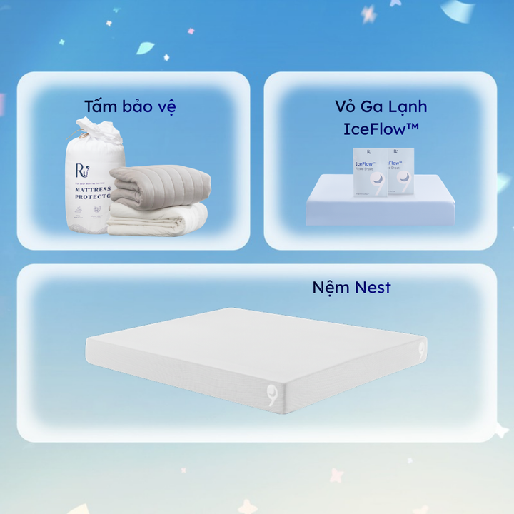 Combo Nệm Nest + Tấm Bảo Vệ + Vỏ Ga IceFlow