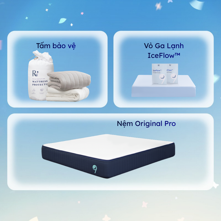 Combo Nệm Original Pro + Tấm Bảo Vệ + Vỏ Ga IceFlow