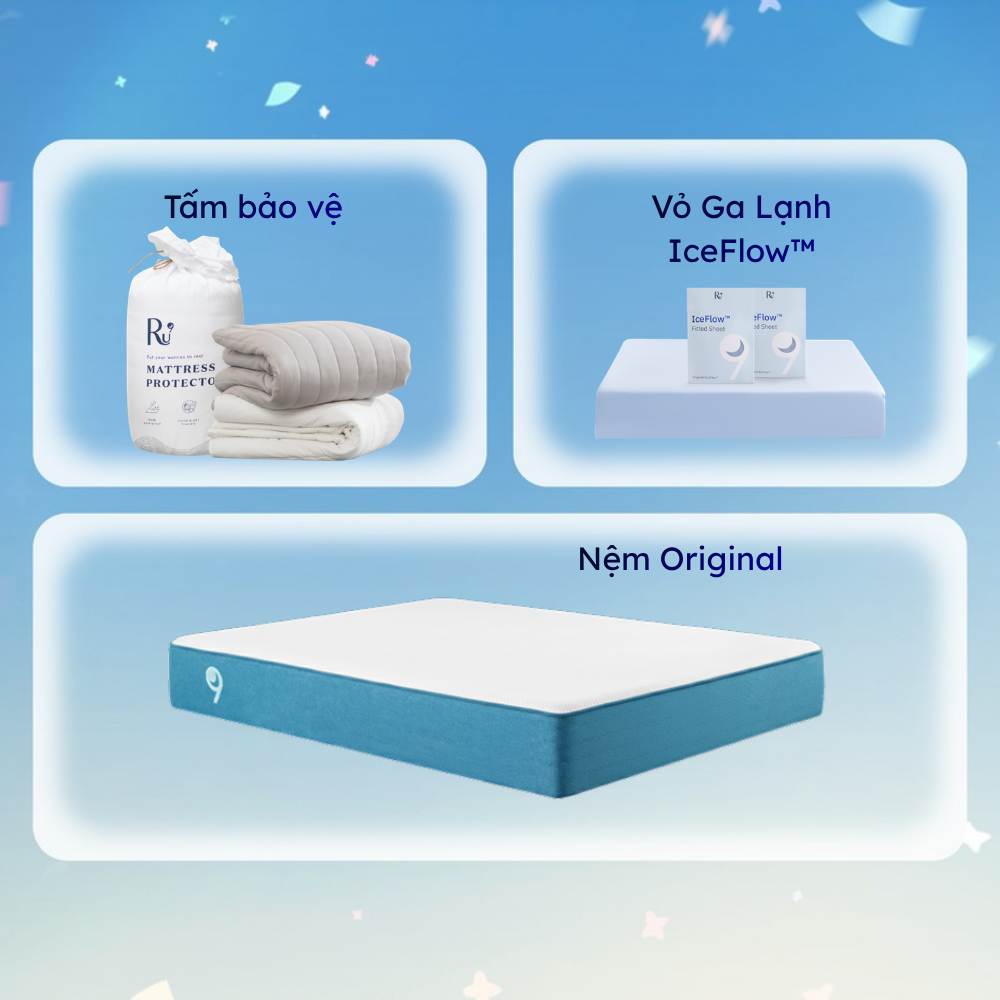 Combo Nệm Original + Tấm Bảo Vệ + Vỏ Ga IceFlow