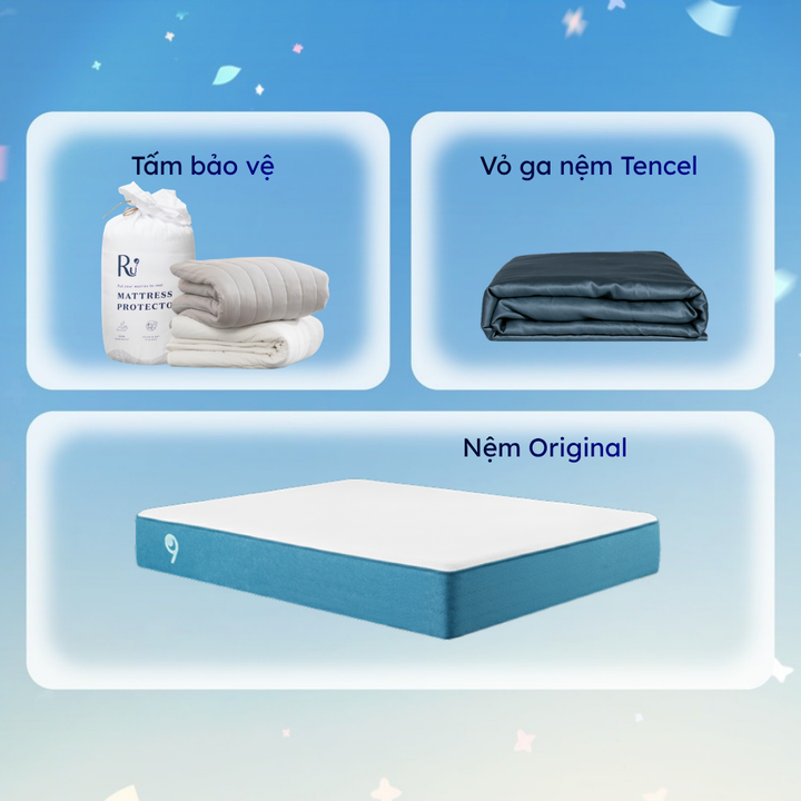 Combo Nệm Original + Tấm Bảo Vệ + Vỏ Ga Tencel